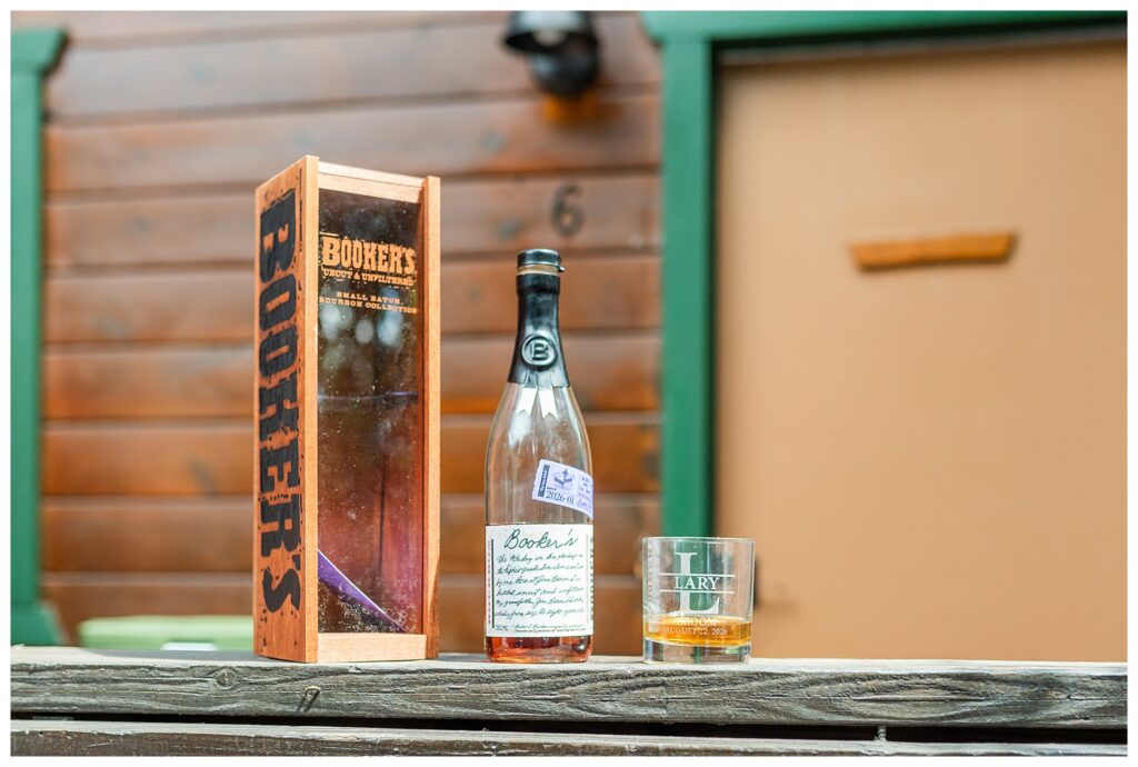 Whiskey on porch railing