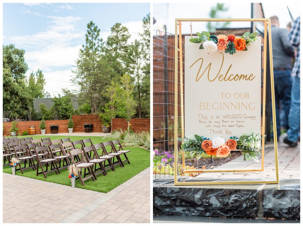 Welcome sign at Cabins on Strawberry Hill Wedding