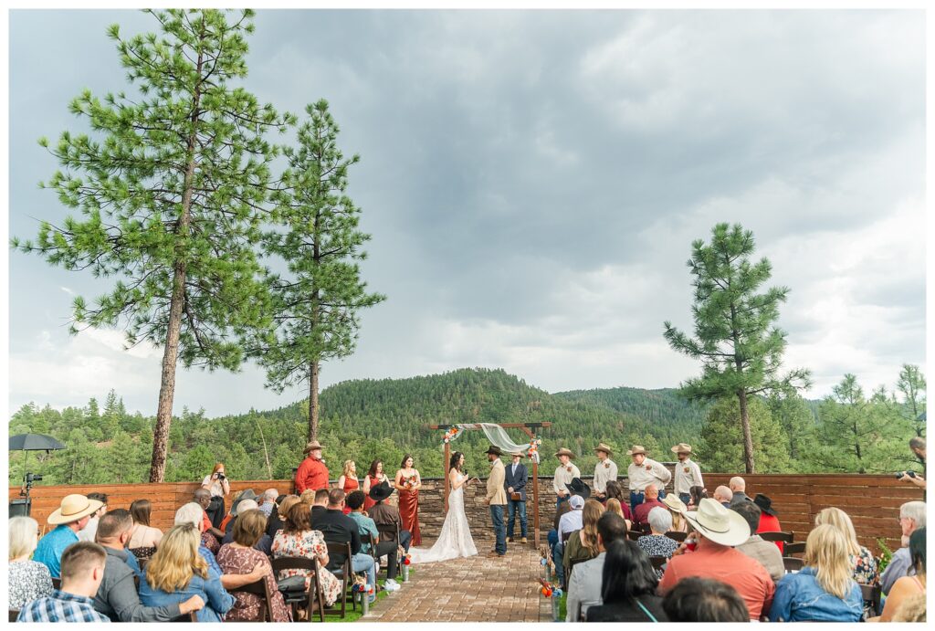 Wide view of ceremony at Cabins on Strawberry Hill Wedding
