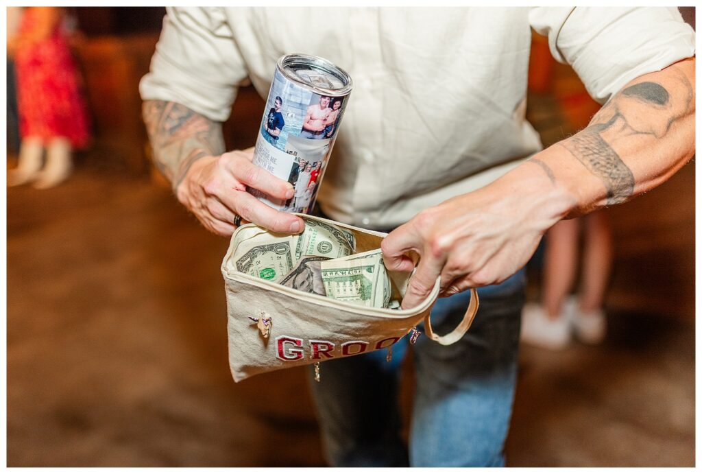 Dollar Dance funds in bag