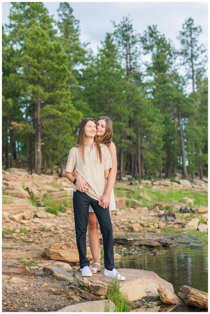 Couple standing on banks of Willow Springs Lake