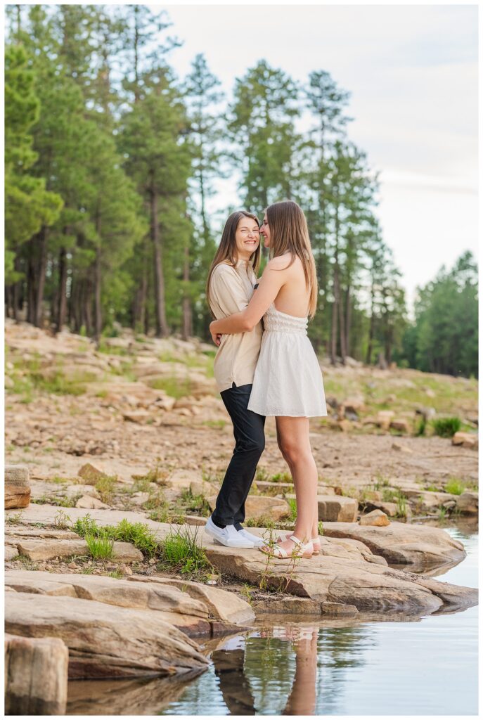 Couple standing on banks of Willow Springs Lake