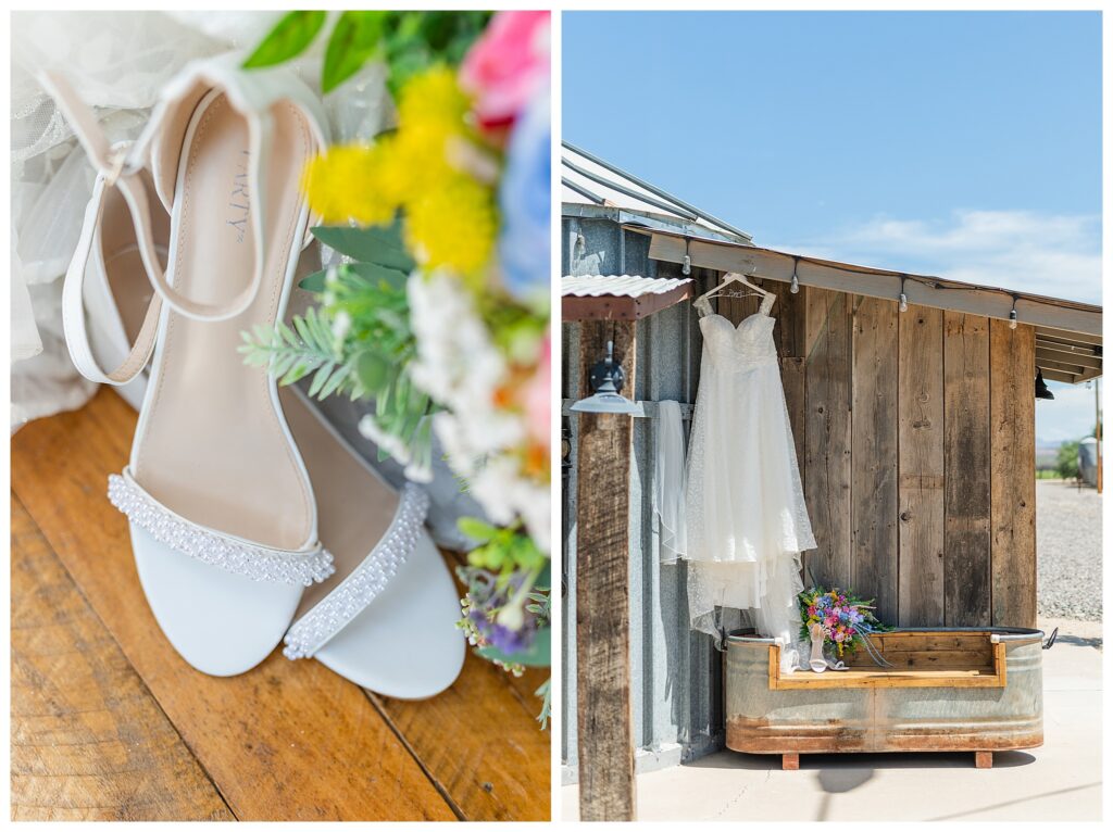 Dress and shoes at silo at Star Barn AZ