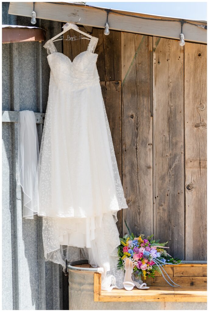 Wedding dress at silo at Star Barn AZ