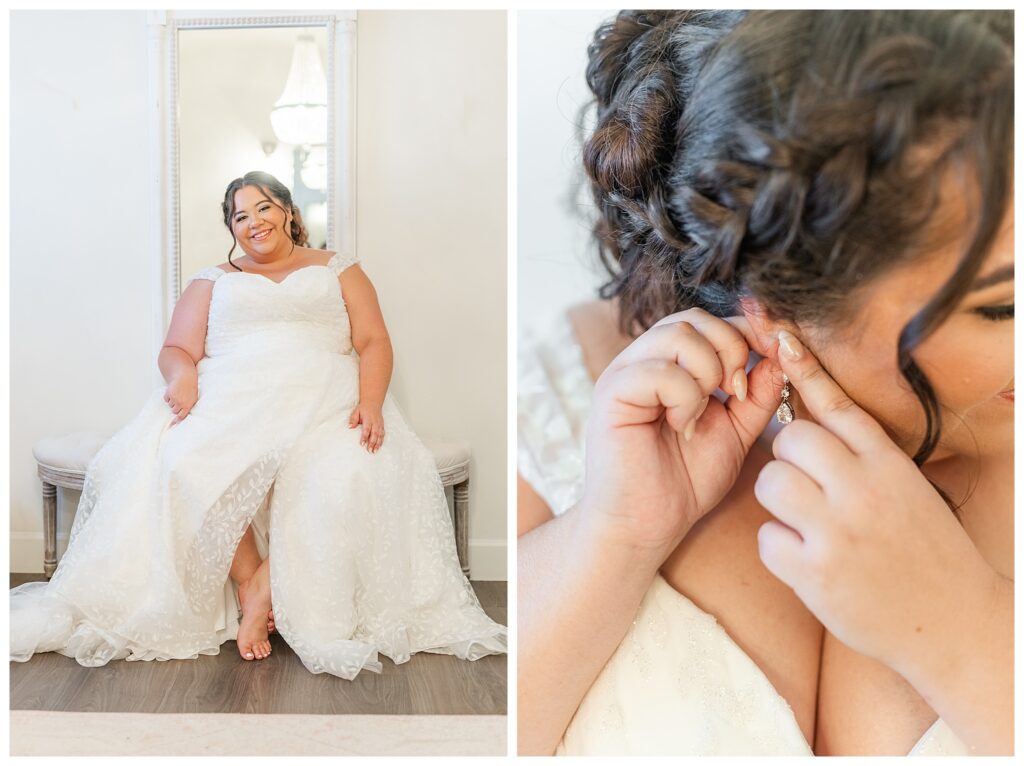 Bride prepping for wedding