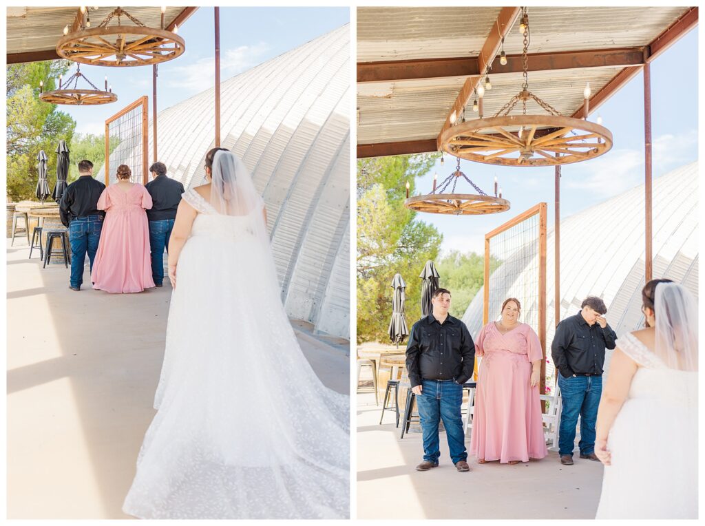 Bride's first look with mother and brothers